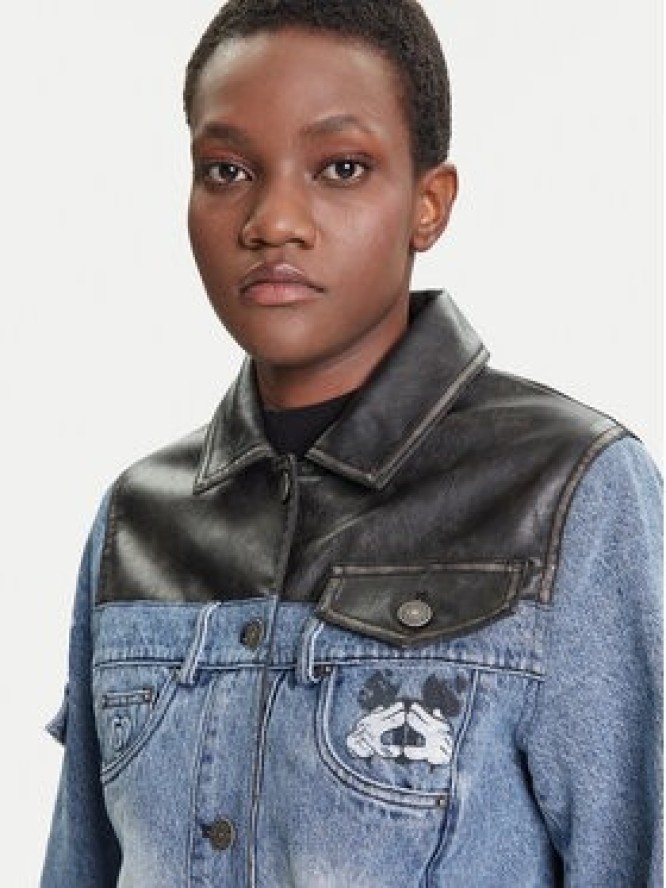 Desigual Kurtka jeansowa Contrast Mickey 25WWED16 Niebieski Regular Fit