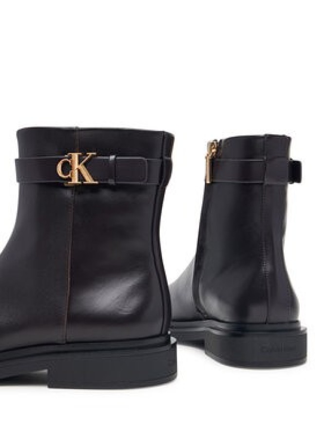 Calvin Klein Botki Square Ankle Boot Lth Mg Hdw HW0HW03186 Brązowy ciemny