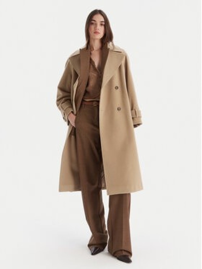 Marella Płaszcz wełniany Tenna 2523016071 Beżowy Regular Fit