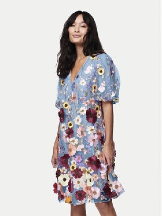 YAS Sukienka koktajlowa Flowering 26037387 Błękitny Loose Fit