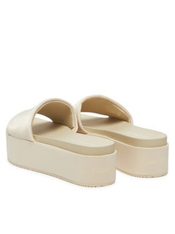 Calvin Klein Jeans Klapki Flatform Sandal Slide In Nylon YW0YW01791 Écru