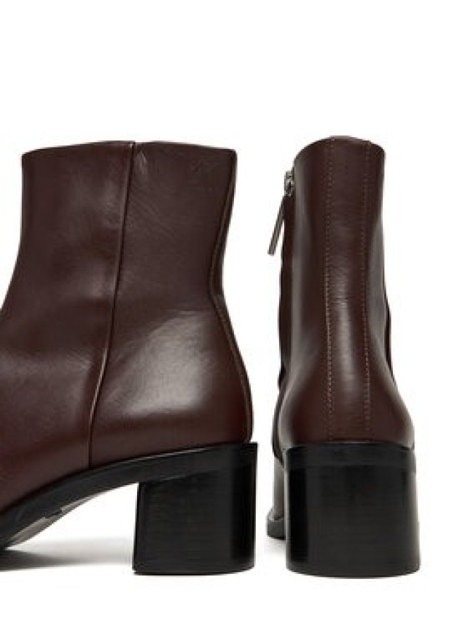 Calvin Klein Botki Block Heel Zip Boot Lth HW0HW02593 Bordowy