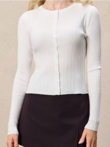 Prążkowany kardigan - kremowy