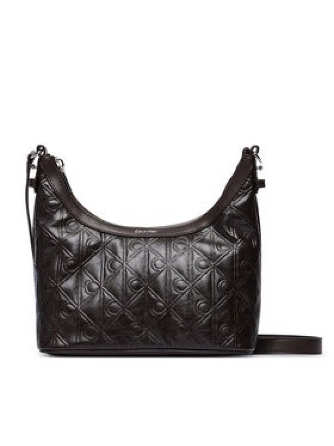 Calvin Klein Torebka Emblem Aop Debossed Shoulder Bag LV04F3874G Brązowy