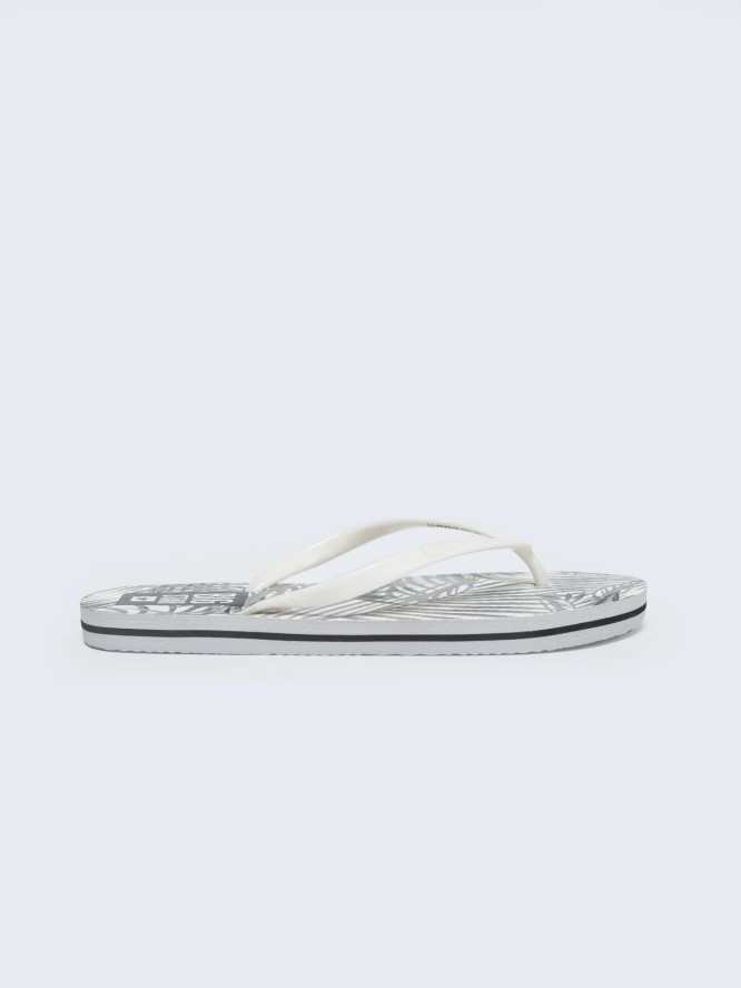 Japonki damskie z motywem roślinnym białe LL274818 101