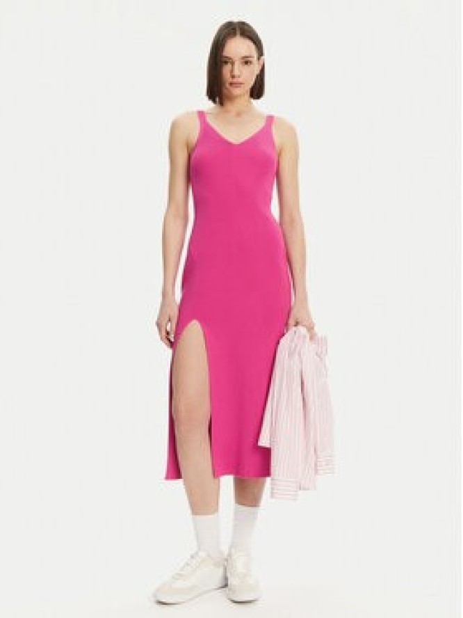 Lacoste Sukienka dzianinowa EF9270 Różowy Slim Fit