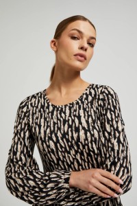 Sukienka z bufiastymi rękawami brązowa