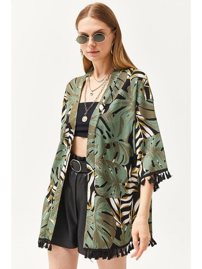 trendyol Kimono w kolorze czarno-brązowo-zielonym rozmiar: M