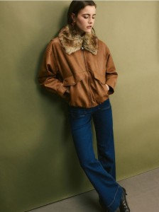 Kurtka z imitacji skóry - brązowy