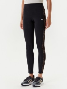 adidas Legginsy Leopard 3-Stripes JW7307 Czarny Slim Fit