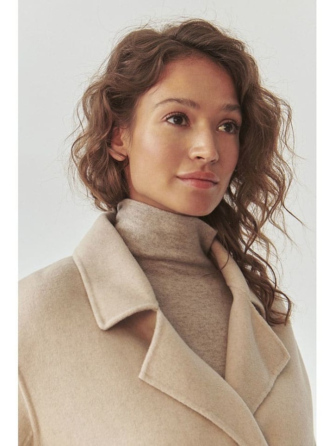 TATUUM Wełniany płaszcz w kolorze beżowym rozmiar: L