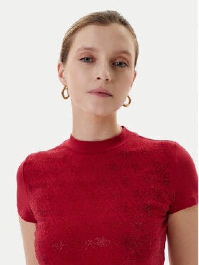 Guess T-Shirt W4BI26 J1314 Bordowy Regular Fit