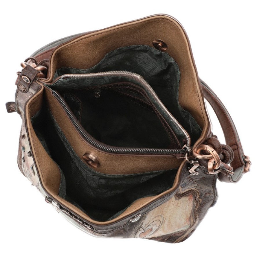 Brązowa Torebka Anekke Modna Listonoszka Damska Z Laleczką