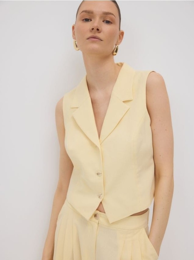 Kamizelka z dodatkiem lnu - jasnożółty
