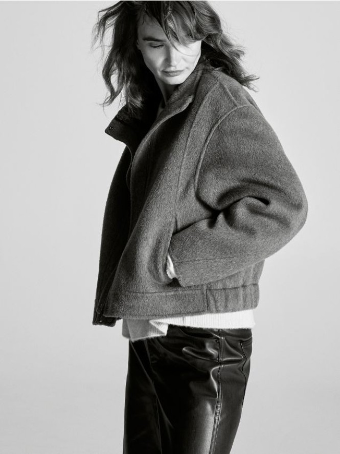 Kurtka handmade z wełną - szary