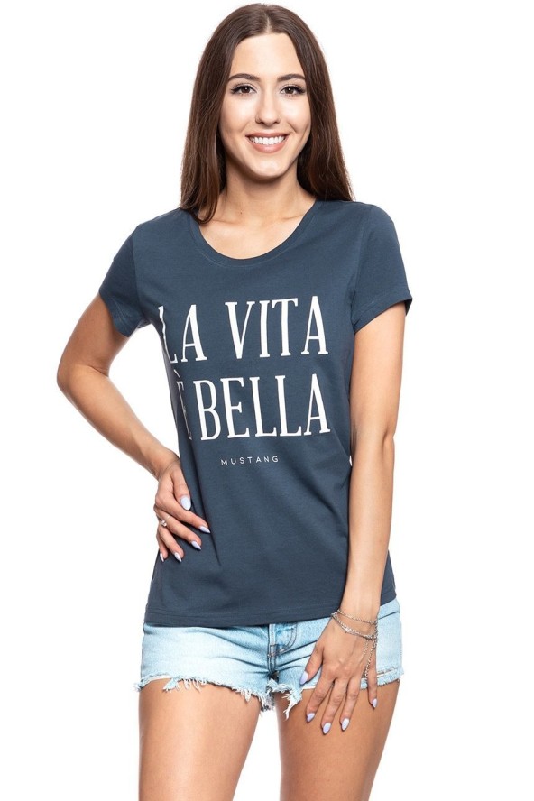 MUSTANG T SHIRT DAMSKI Alexia C Print Blue Nights 1009053 4085