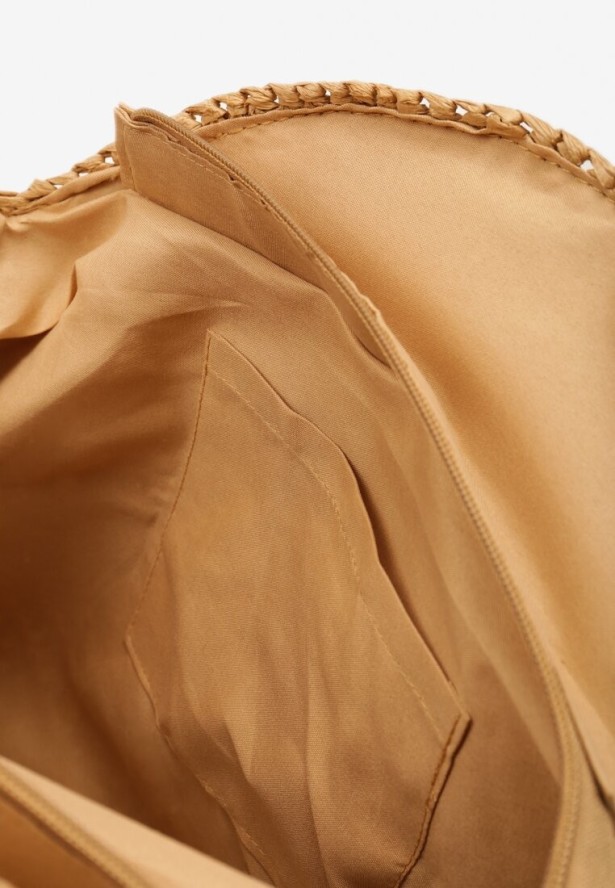 Beżowa Pleciona Okrągła Torebka Shopperka z Długimi Rączkami i Paskiem Acelema