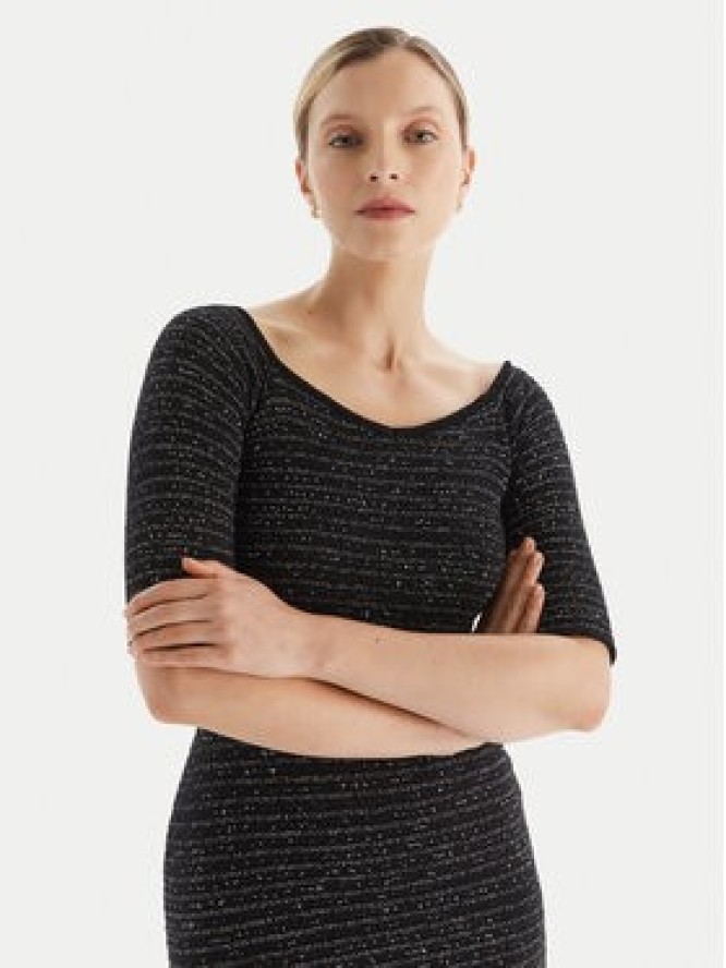 Simona Corsellini Sukienka koktajlowa A25CEABO5001 Czarny Slim Fit
