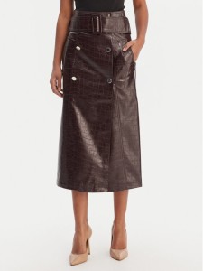 Morgan Spódnica z imitacji skóry 261-JADYNA Brązowy Slim Fit