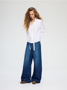 Jeansy wide leg - granatowy