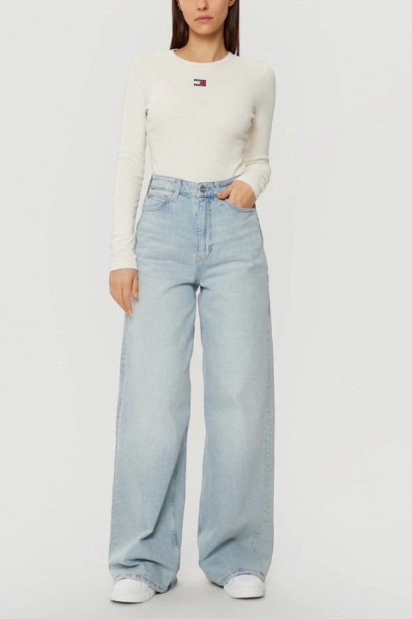 TOMMY JEANS Beżowy damski longsleeve, Rozmiar S