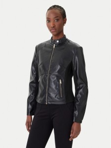 Rinascimento Kurtka z imitacji skóry CFC0124661003 Czarny Regular Fit
