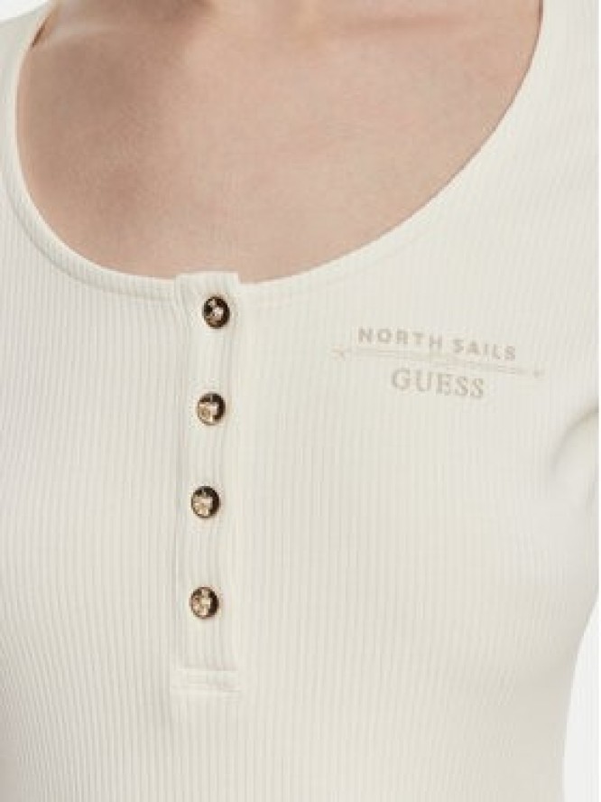Guess Bluzka W6YP60 K5318 Kremowy Slim Fit