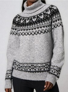 Sweter ze wzorem - szary