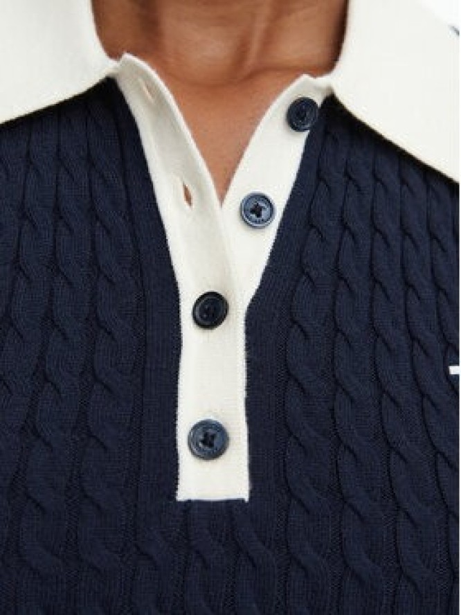 Tommy Hilfiger Sweter Fine Gg Cable WW0WW50102 Granatowy Regular Fit