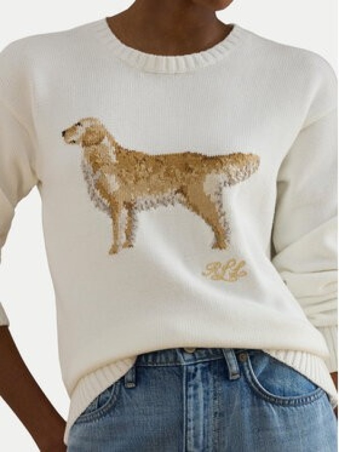 LAUREN RALPH LAUREN Sweter 200P10148001 Biały Relaxed Fit