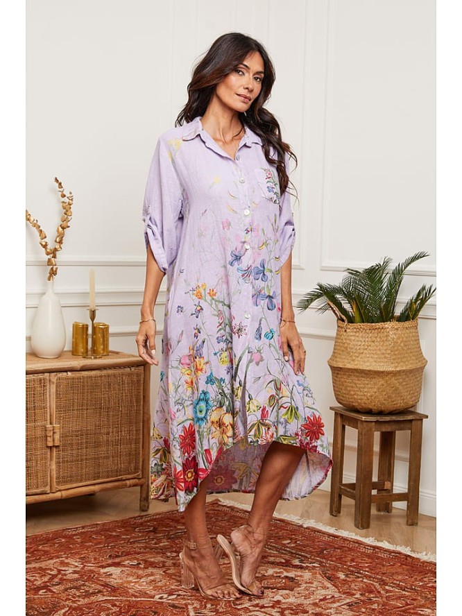 Fleur de Lin Lniana sukienka "Faroudja" w kolorze fioletowym rozmiar: L