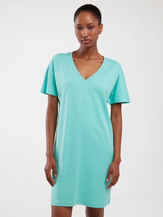 Sukienka damska bawełniana z krótkim rękawem turkusowa Zorkaya 302