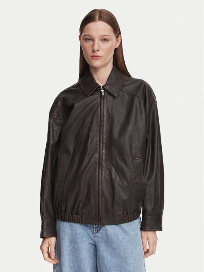 Weekend Max Mara Kurtka skórzana Cose 2625446041 Brązowy ciemny Regular Fit