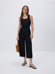 Kombinezon z wiskozą i dodatkiem lnu - czarny