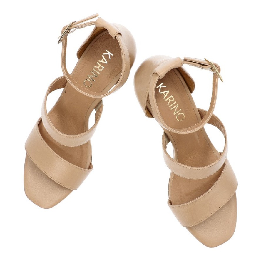 Beżowe Sandały Karino Stylowe Obuwie Damskie Na Szpilce