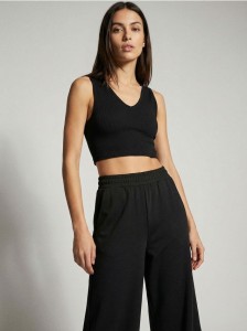 Bawełniany crop top - czarny