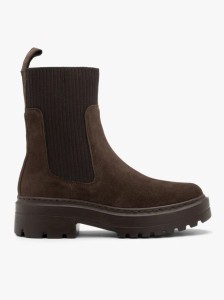 Brązowe sztyblety damskie z elastyczną tkaniną