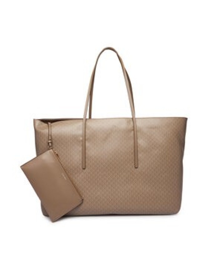 Calvin Klein Torebka Emblem Aop Large Tote W/ Pouch LV04F3364G Beżowy