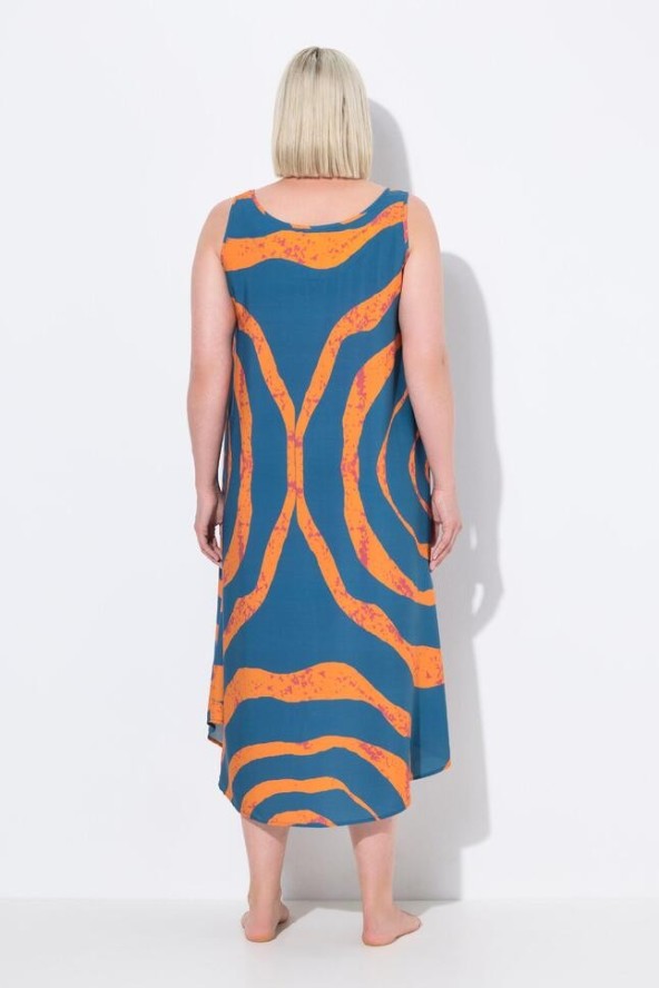 Damskie Sukienka midi koła krój trapezowy okrągły dekolt bez rękawów