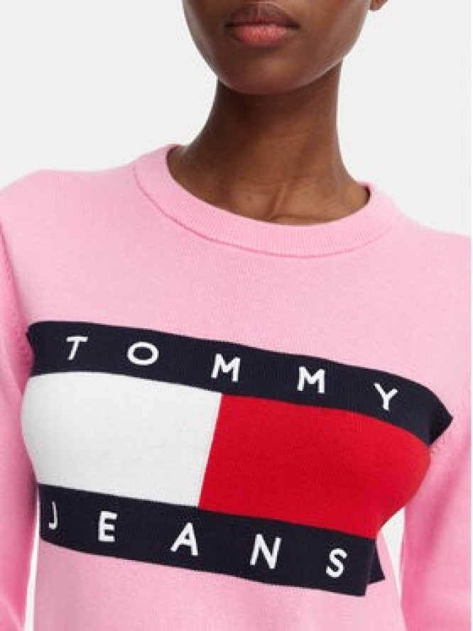 Tommy Jeans Sweter Flag DW0DW22930 Różowy jasny Regular Fit