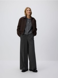 Spodnie wide leg z kantem - ciemnoszary