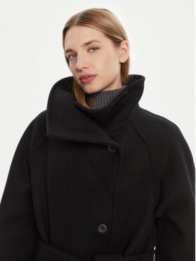 Calvin Klein Płaszcz wełniany LV044D557G Czarny Regular Fit