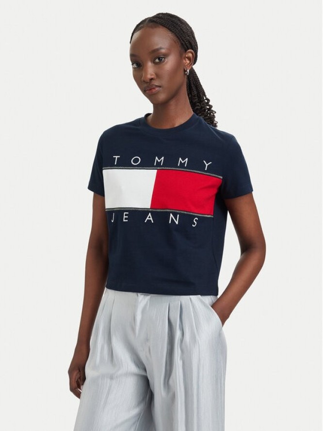 Tommy Jeans T-Shirt Flag DW0DW22818 Granatowy Regular Fit