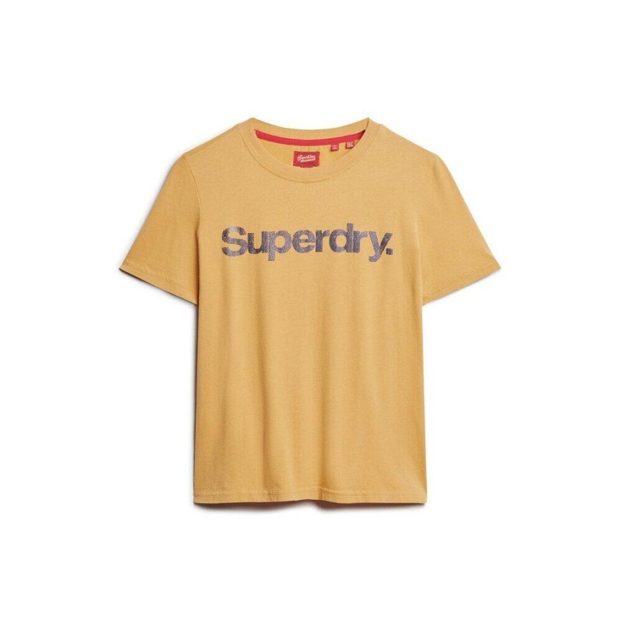 Damska koszulka z metalicznym logo Superdry Core