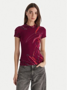 Desigual T-Shirt Lala 25WWTK16 Bordowy Regular Fit