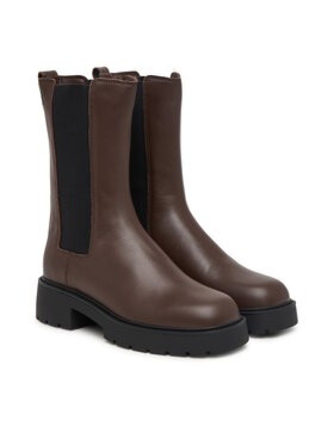 Calvin Klein Sztyblety Chunky Mid Chelsea Boot Lth YW0YW01909 Brązowy ciemny