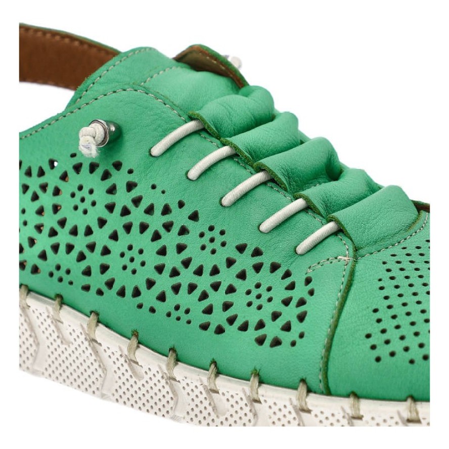 Zielone Sandały Artiker Damskie Skórzane Obuwie