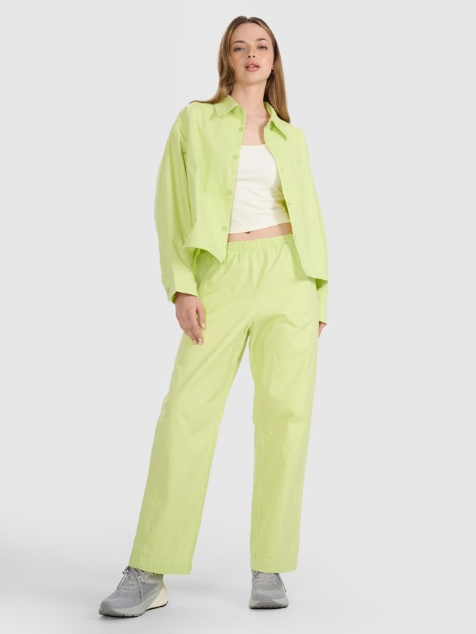 4F Koszula oversize z kołnierzykiem damska - żółta XXL