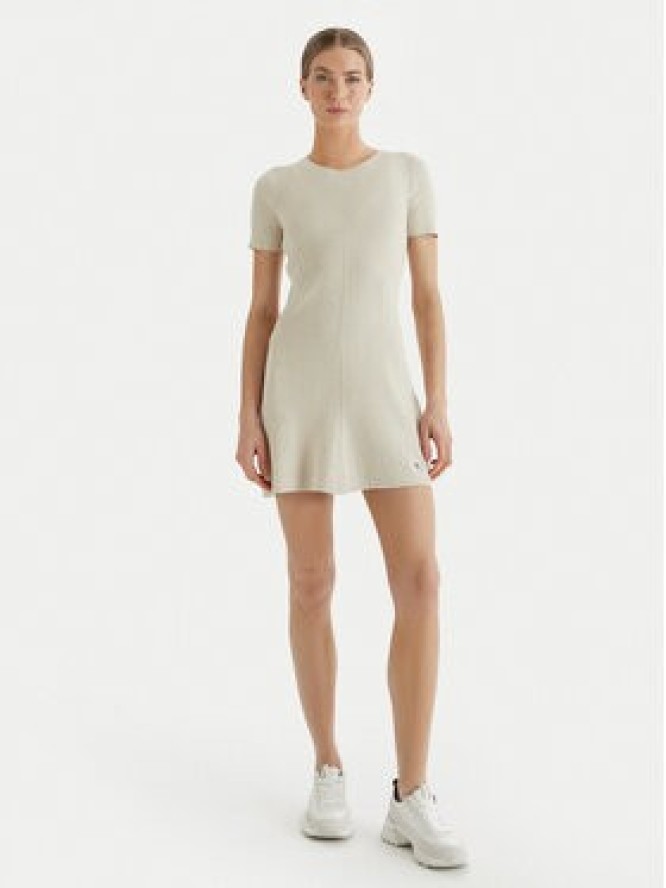 Calvin Klein Jeans Sukienka dzianinowa LV047F325G Beżowy Slim Fit