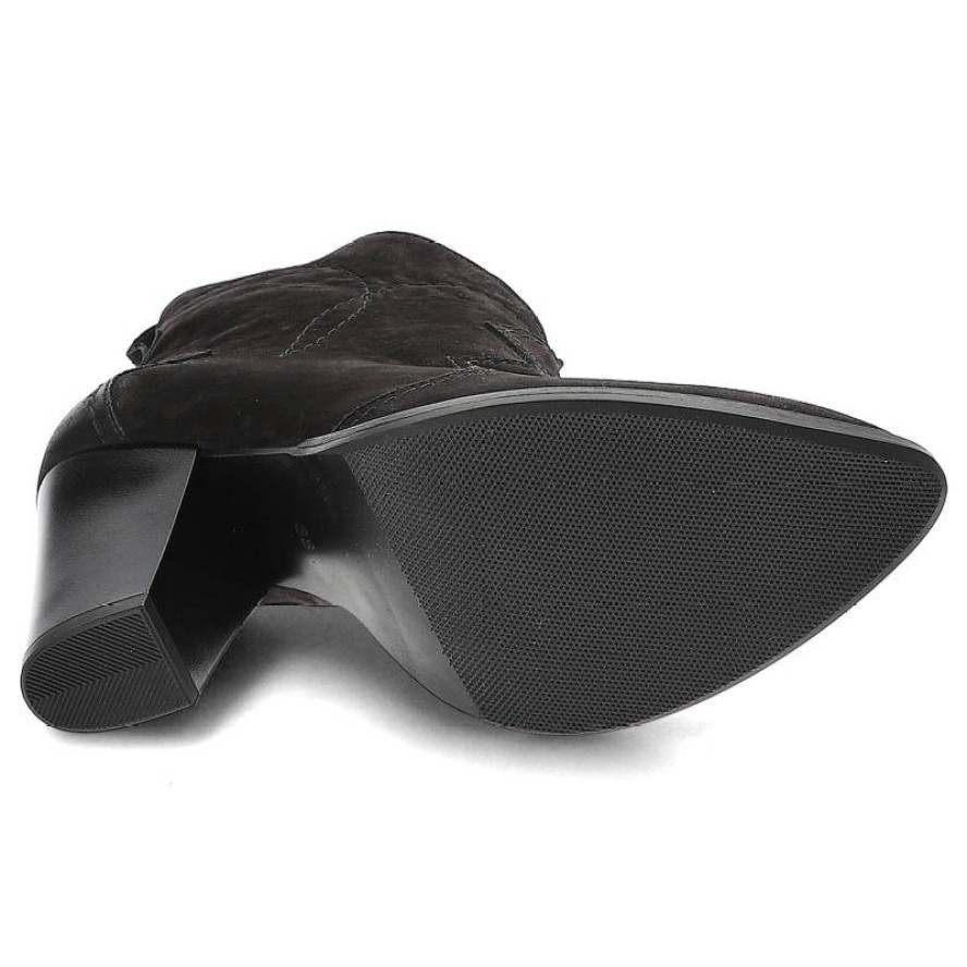 Czarne Kowbojki Clasicco Eleganckie Skórzane Botki Na Obcasie